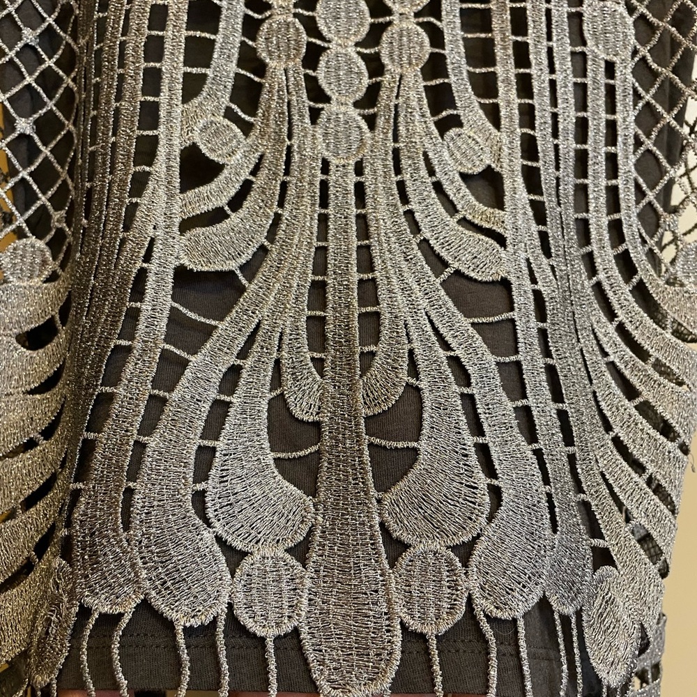 Silver threaded overlay top - Picture 2 of 3